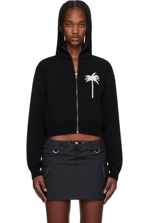 Palm Angels Black Palm Inlay Knit Track Jacket