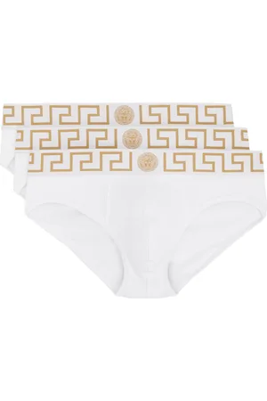 VERSACE Three-Pack White Greca Border Briefs