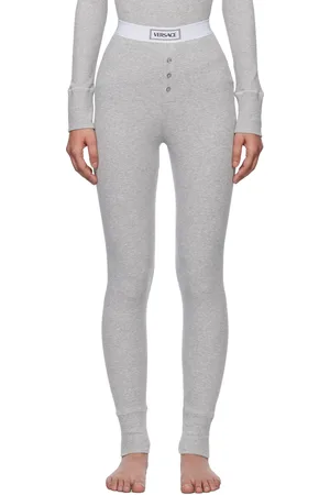 VERSACE Gray 90s Vintage Logo Ribbed Leggings