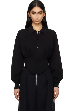 MUGLER Black Corseted Polo
