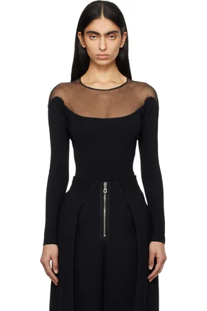 MUGLER Black Illusion Knit Bodysuit