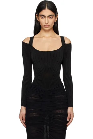 MUGLER Black Sculpting Knit Bodysuit