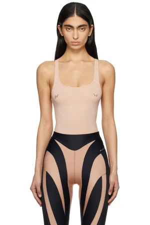 MUGLER Beige Pierced Bodysuit