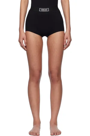 VERSACE Black 90s Vintage Logo Ribbed Boy Shorts