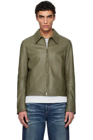 Acne Studios Khaki Paneled Leather Jacket