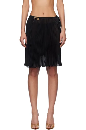 VERSACE Black Safety Pin Pleated Cover-up Skirt