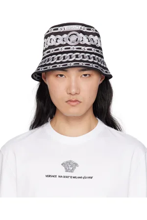 VERSACE Black & Silver Medusa Chains Bucket Hat
