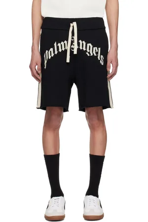 Palm Angels Black Curved Logo Track Shorts