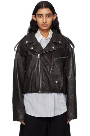 Acne Studios Brown Lambskin Leather Biker Jacket