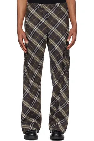 Burberry Brown Check Wool Tailored Cargo Pants
