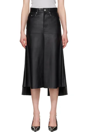 Victoria Beckham Panelled Flare Leather Midi Skirt