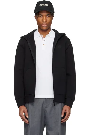 Moncler Black Cotton & Neoprene Zip-Up Hoodie