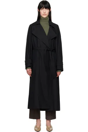 The Frankie Shop Black Astoria Cut-Out Raglan Sleeve Trench Coat
