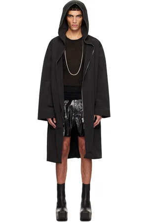 Rick Owens Black Hollywood Hooded Gimp Coat