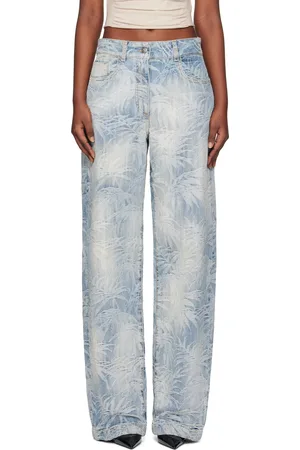 Palm Angels Blue Palms Jacquard Loose Jeans