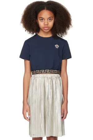 VERSACE Kids Navy Greca T-shirt