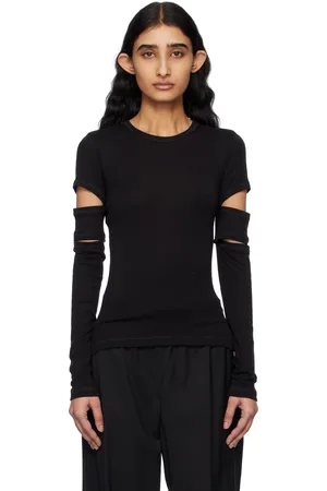 Helmut Lang Black Slashed Long-Sleeved T-shirt