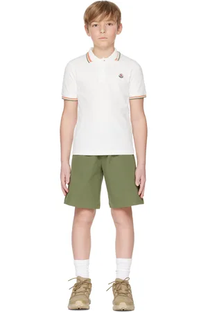 Moncler Big Kids White & Khaki Polo & Shorts Set