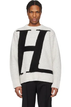 Helmut Lang Gray Brushed Logo Sweater