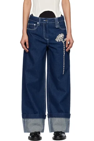 Simone Rocha Blue Embellished Carnation Boyfriend Jeans