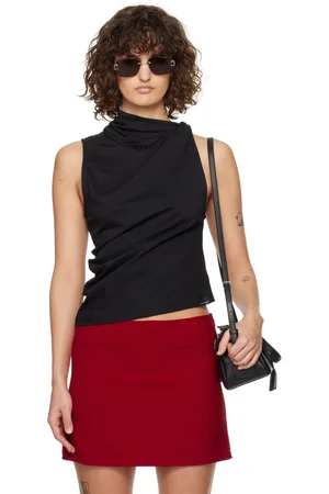 Courrèges Black Draped Jersey Tank Top