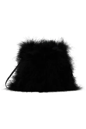 YVES SALOMON Black Mini Feather Pouch