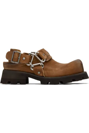 Acne Studios Brown Leather Buckle Mules