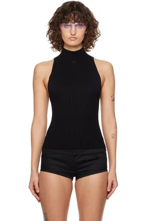 Courrèges Black Mock Neck Rib Tank Top