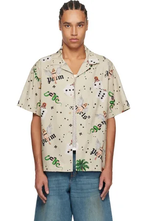 Palm Angels Taupe Pin Up Bowling Shirt