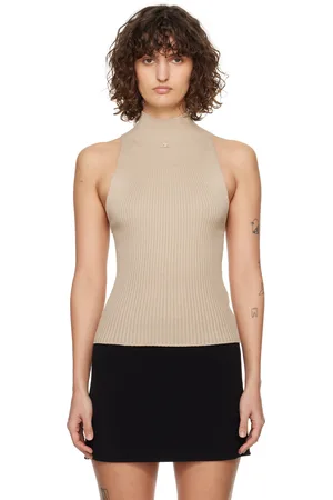Courrèges Brown Mock Neck Rib Tank Top