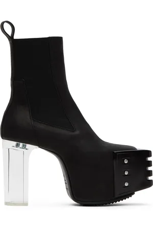 Rick Owens Black Grilled Platform Chelsea Boots