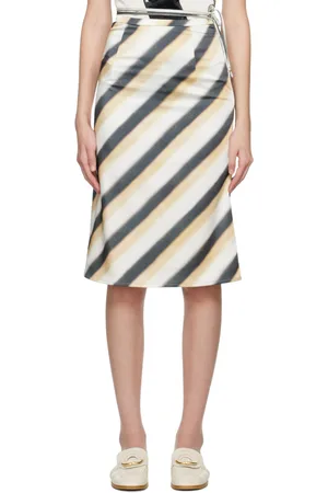 Kijun Brown & White Striped Midi Skirt