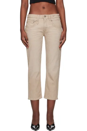 R13 Beige Boy Straight Jeans