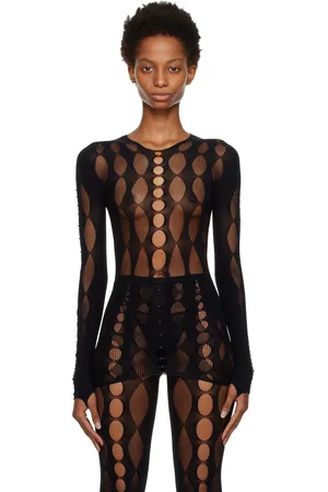 RUI Black Semi-Sheer Long Sleeve T-Shirt