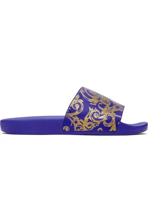VERSACE Blue & Gold Baroque Logo Slides