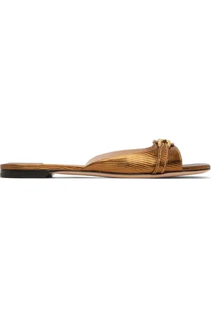 Tom Ford Bronze Stamped Lizard Leather Slides