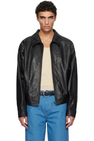 Recto Black Vintage Crack Effect Leather Jacket