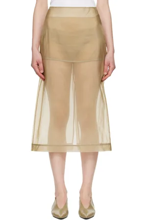The Frankie Shop Beige Peri Sheer Midi Skirt