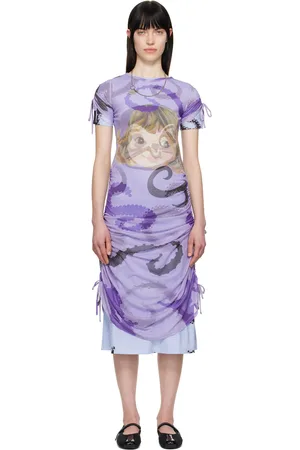 Chopova Lowena Purple Ballast Short Sleeve Midi Dress