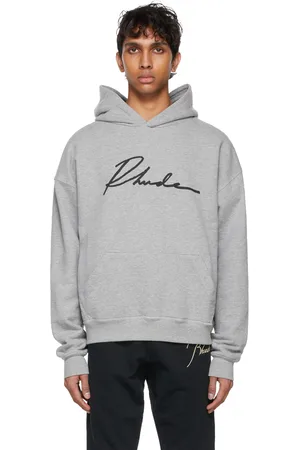 Rhude SSENSE Exclusive Grey Logo Cursive Hoodie