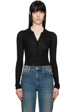 The Frankie Shop Black Solana Polo Bodysuit