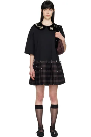 Chopova Lowena Black Saltos Kilt Minidress