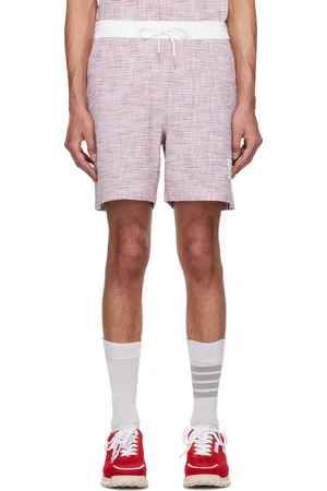 Thom Browne Red & White Cotton Tweed Summer Shorts