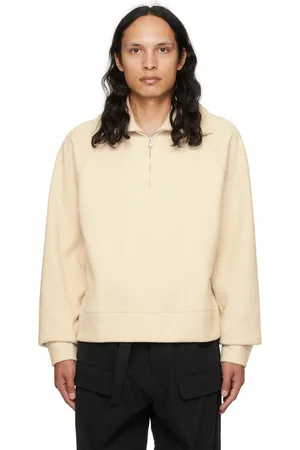 Recto Beige Double Ribbed Half-Zip Sweater