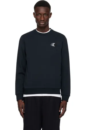 Moncler Navy Faded Logo Motif Cotton Sweatshirt