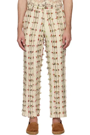 HARAGO Off-White Fringed Trousers