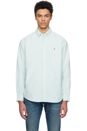 Ralph Lauren Green & White Classic Fit Striped Oxford Shirt