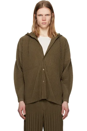 Issey Miyake Brown Heather Pleats Hoodie