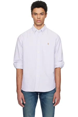 Ralph Lauren Purple & White Classic Fit Striped Oxford Shirt