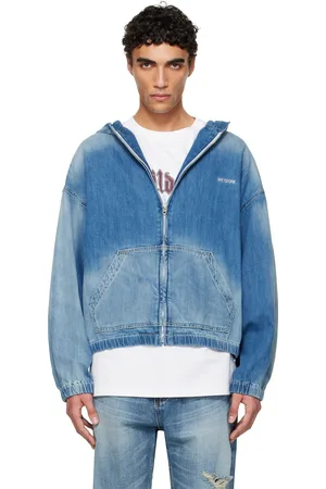 We11 Done Zip-Up Thin Denim Hoodie